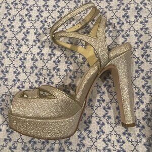 NIB Sarah Flint Perfect Mihaela 120 in sold out champagne lame size 38